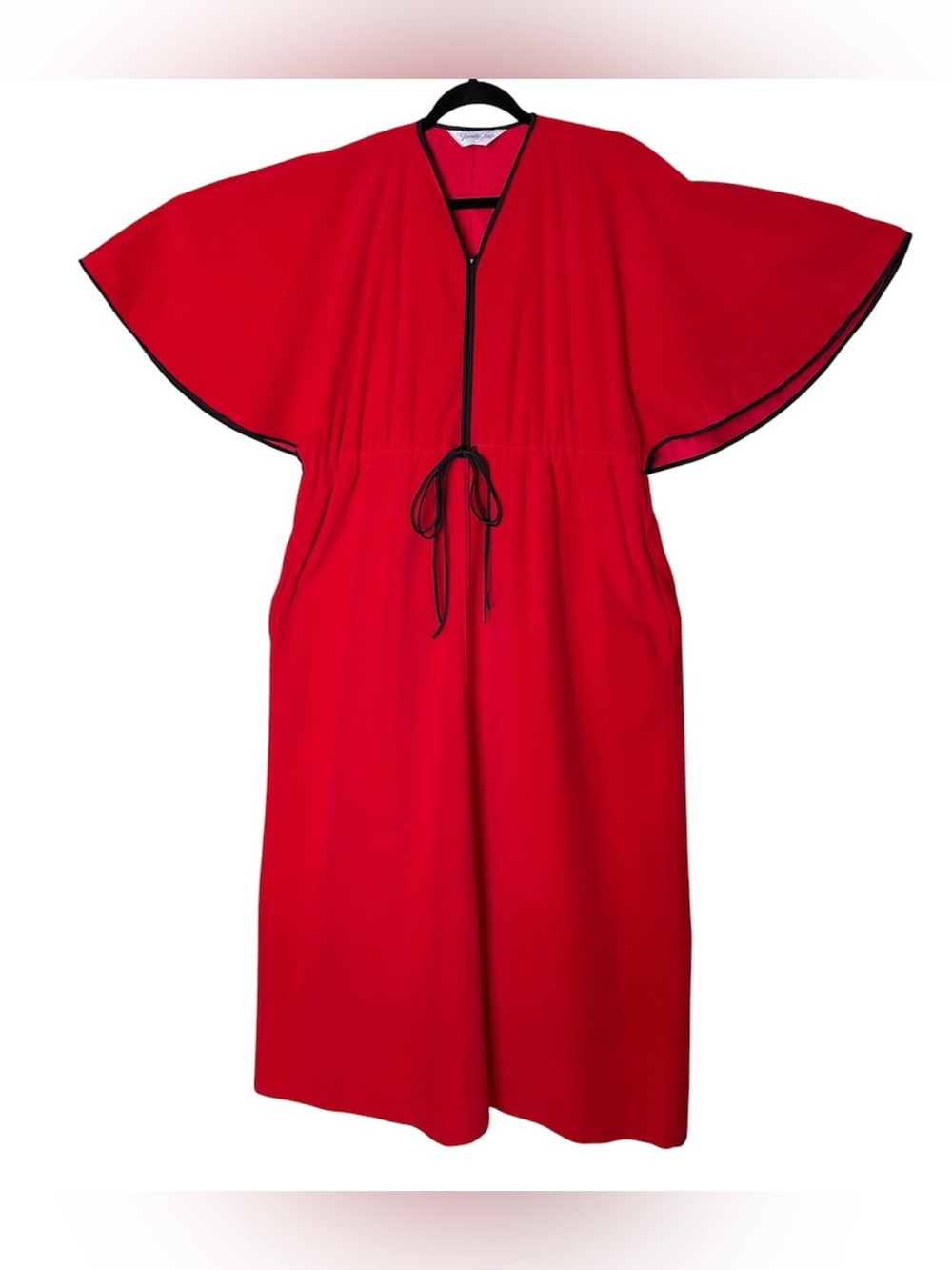 VTG Vanity Fair Loungewear Robe/Hostess Gown 1/2 Zip Large Flutter Sleeve Sz L